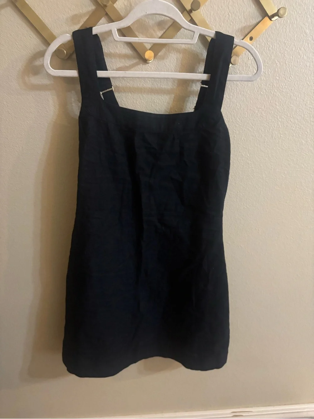 Abercrombie & Fitch Black Square-Neck Linen Blend Mini Dress Size M